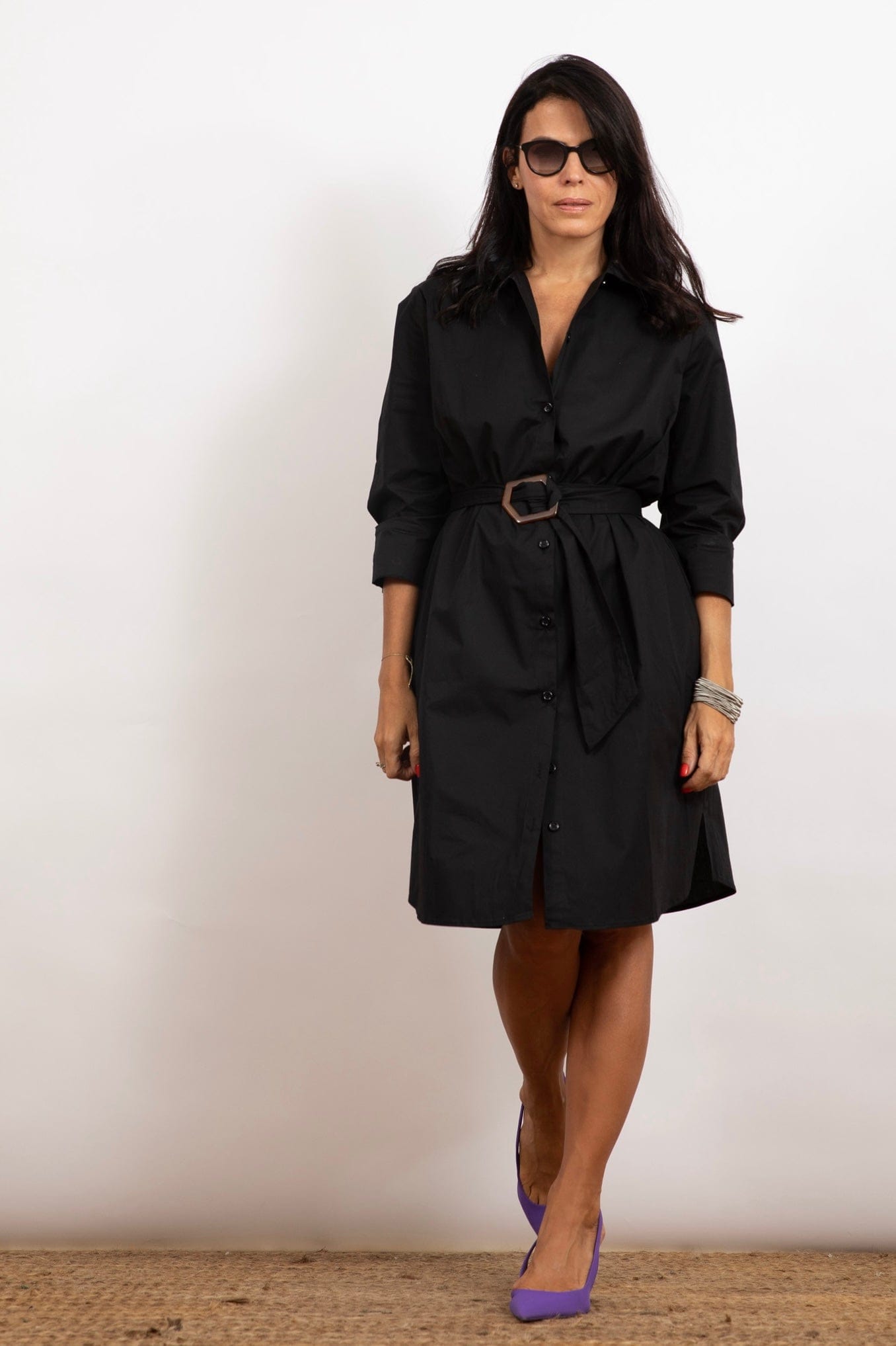 D DRESS שמלה שחורה עם חגורה image 0