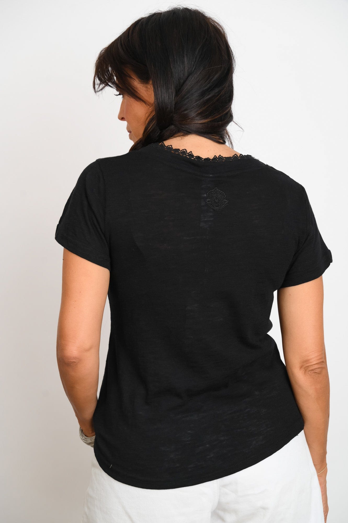 KOR V חולצה תחרה צרה שחור image 9