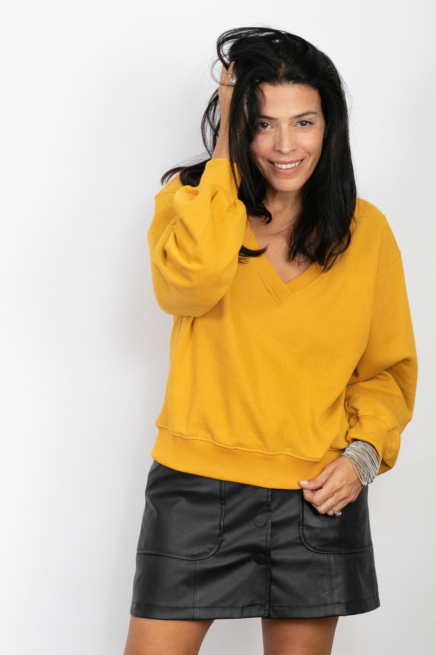 PEAR V  חולצת טרנינג חרדל image 0