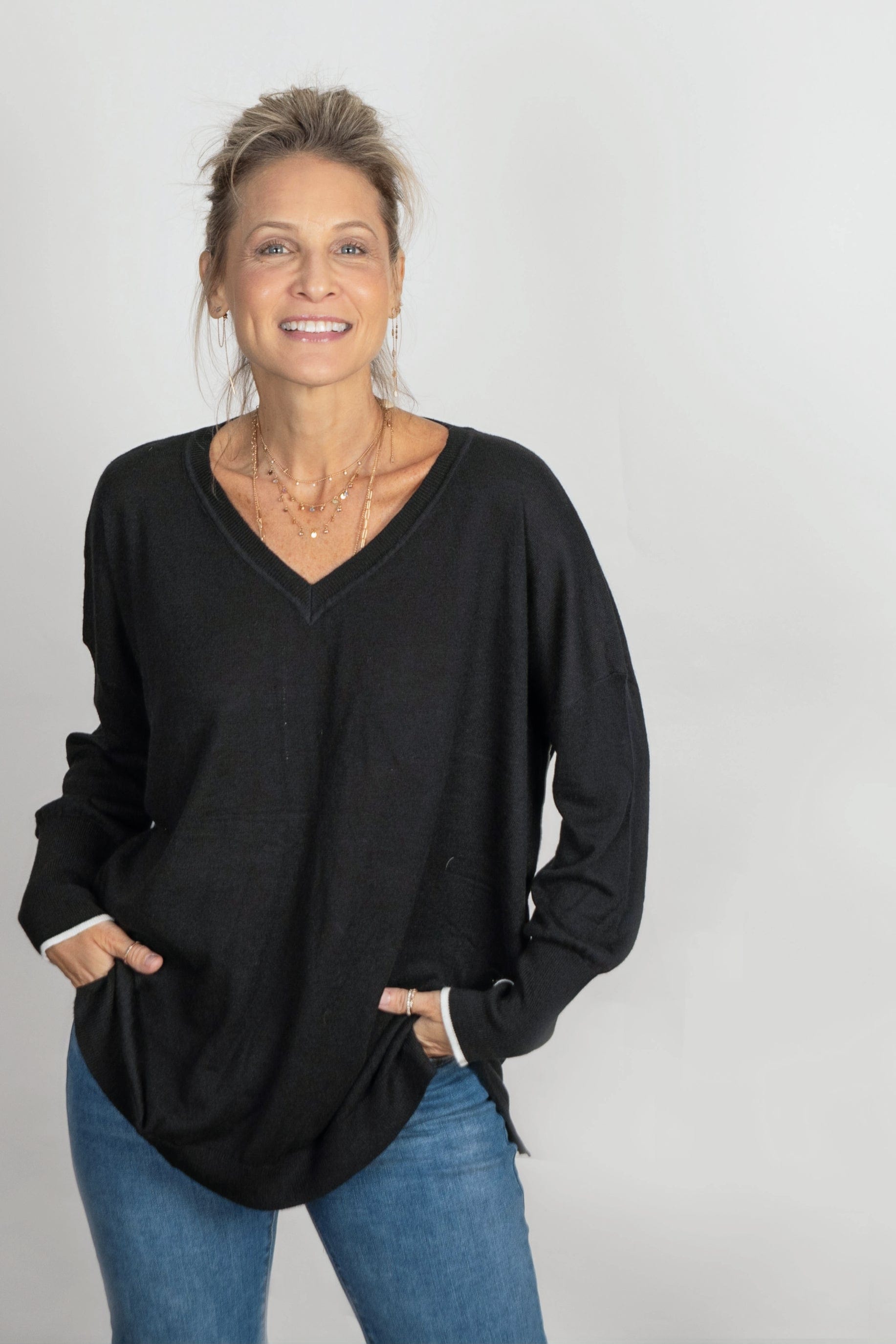 LENNOX  V סריג אוברסייז שחור image 2