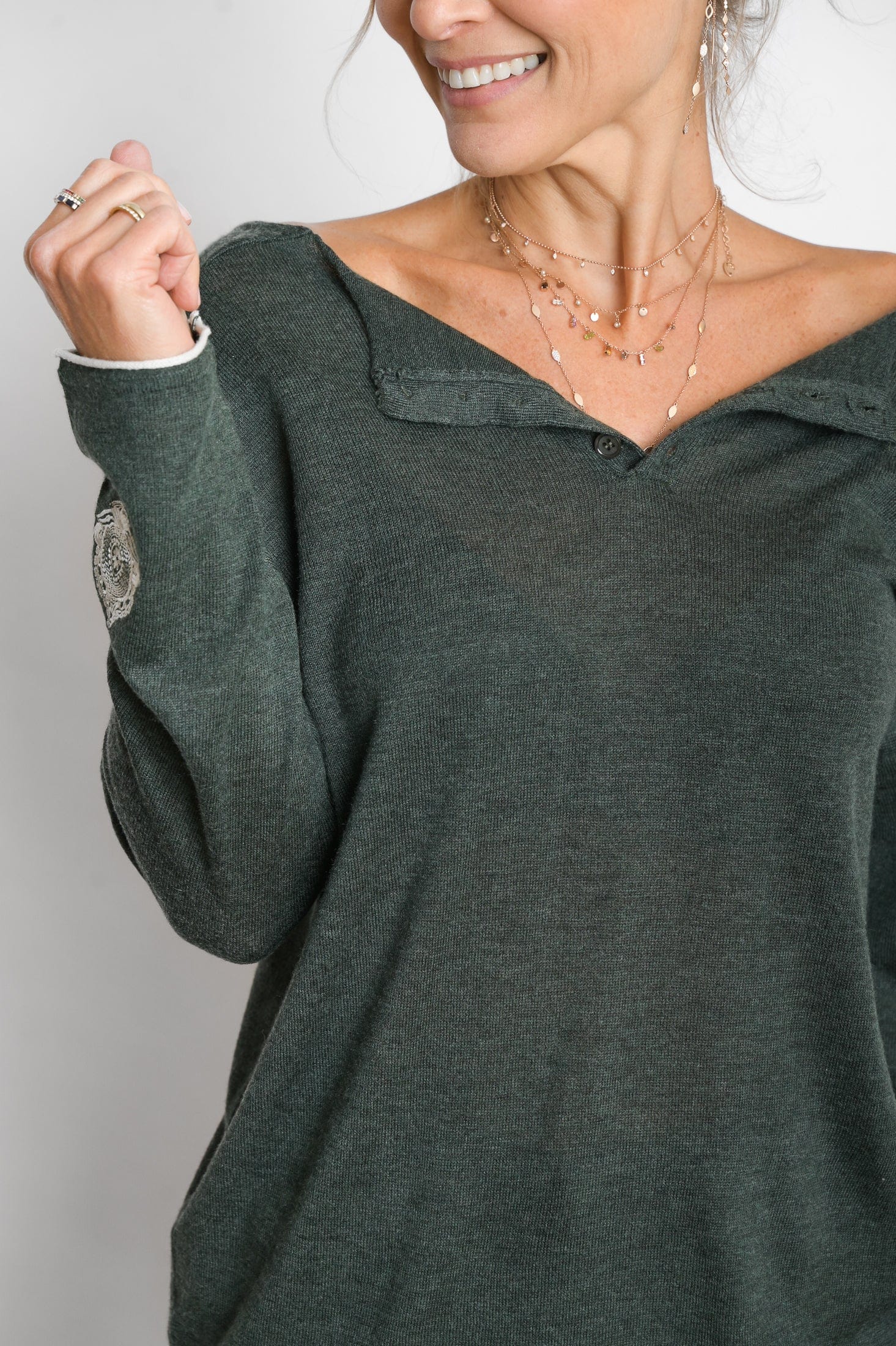 TILOS סריג כפתורים ירוק image 13