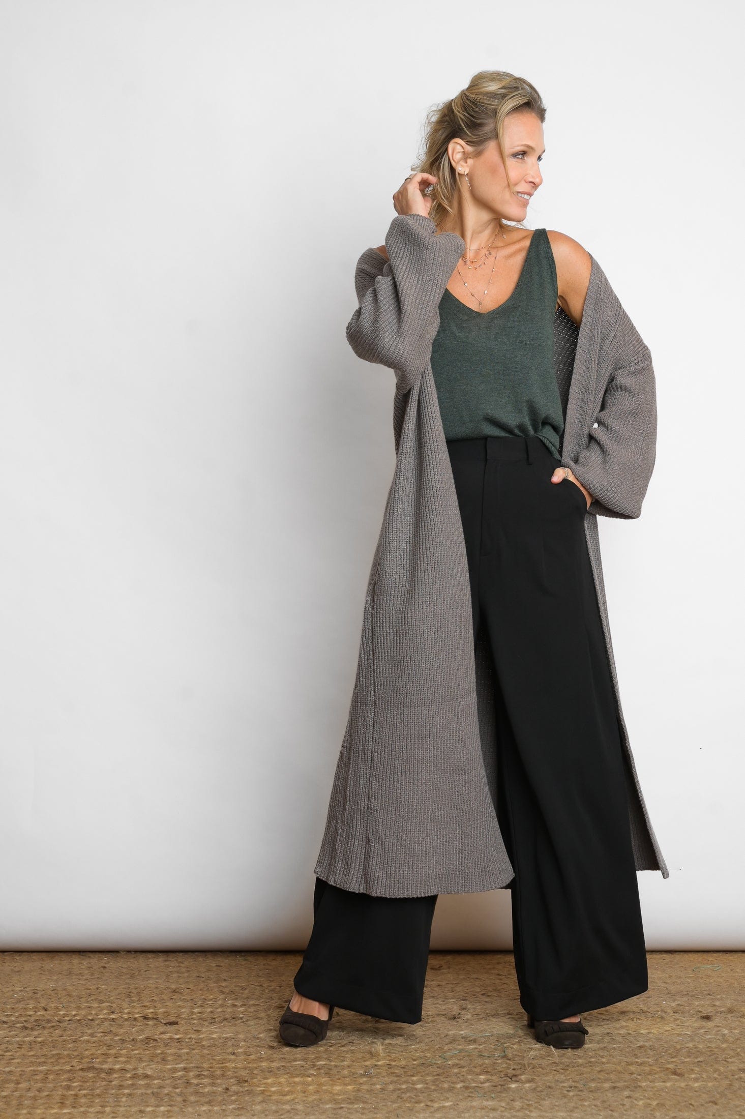 LEMNOS גופיית סריג ירוק image 1