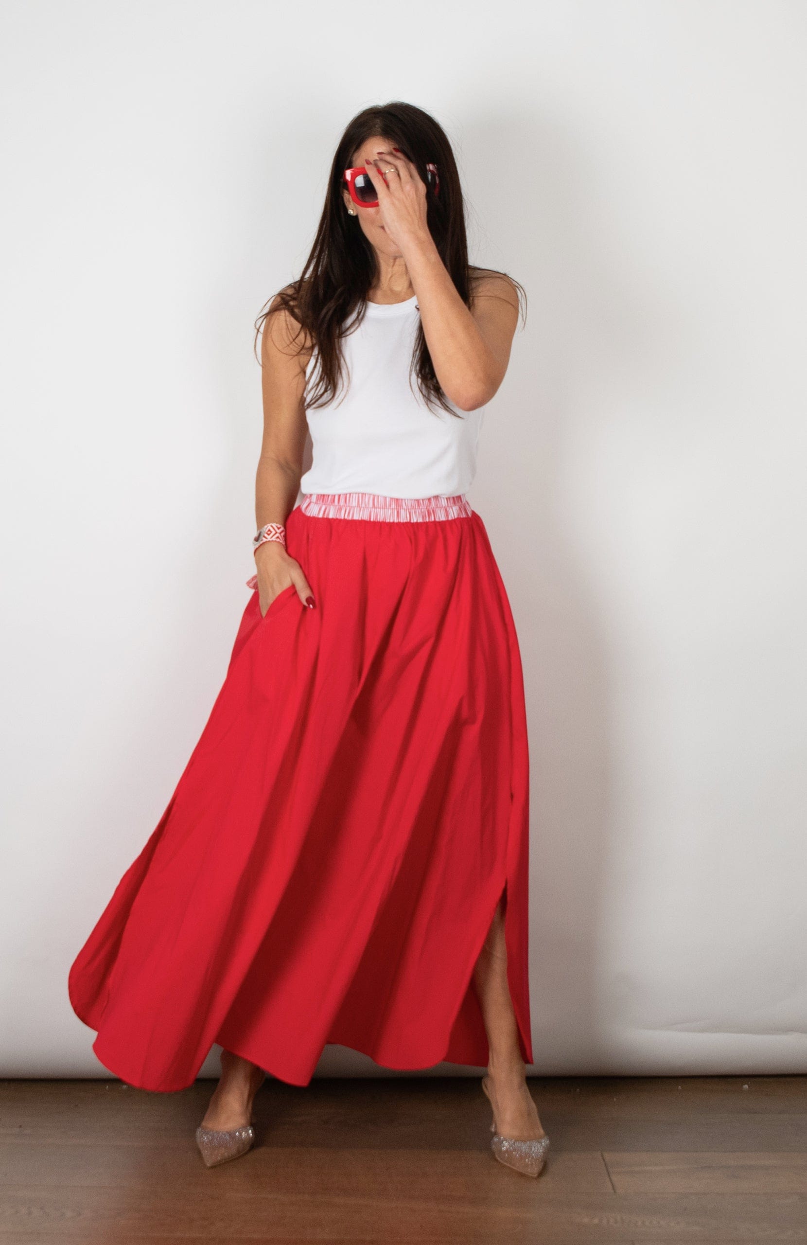 CLARSON חצאית אדומה image 5