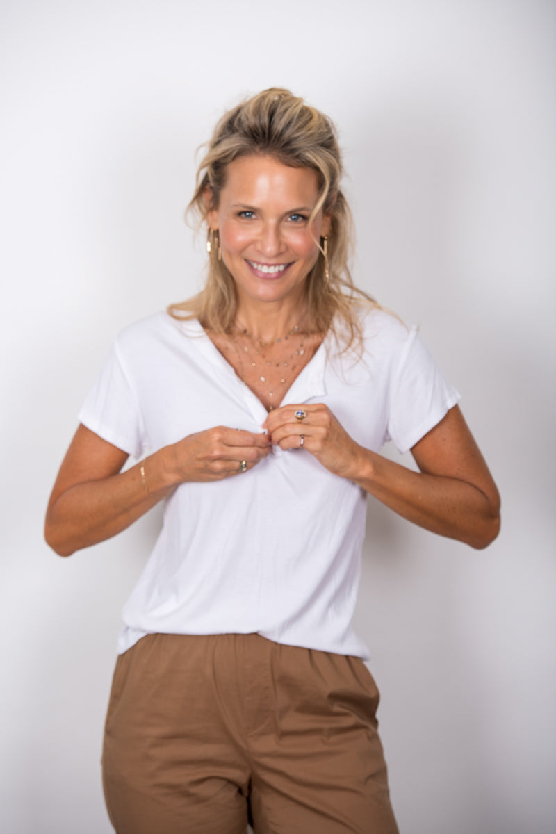 SISLEY חולצת כפתורים לבנה