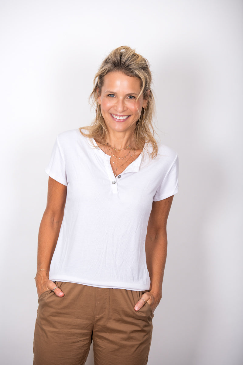 SISLEY חולצת כפתורים לבנה