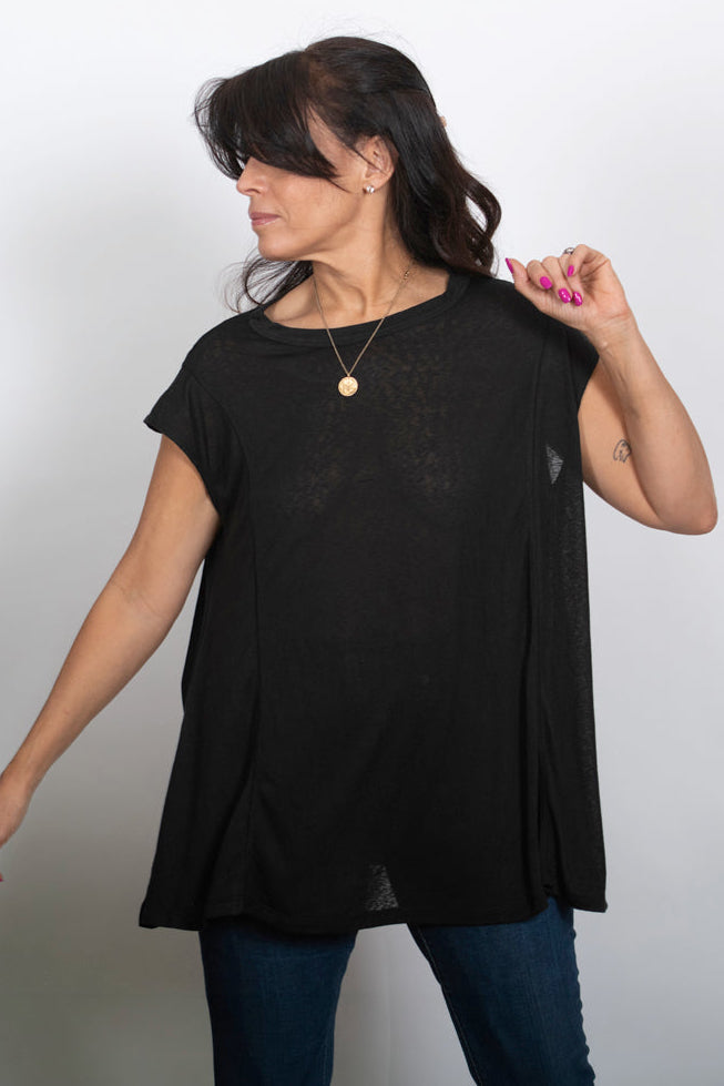 JUNO חולצה אוברסייז שחורה