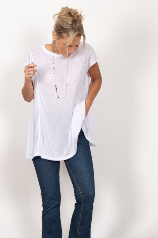 JUNO חולצה אוברסייז לבנה