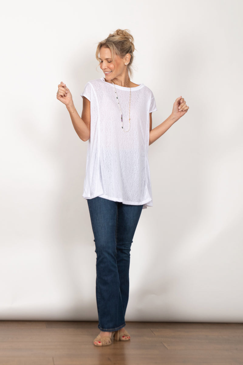 JUNO חולצה אוברסייז לבנה