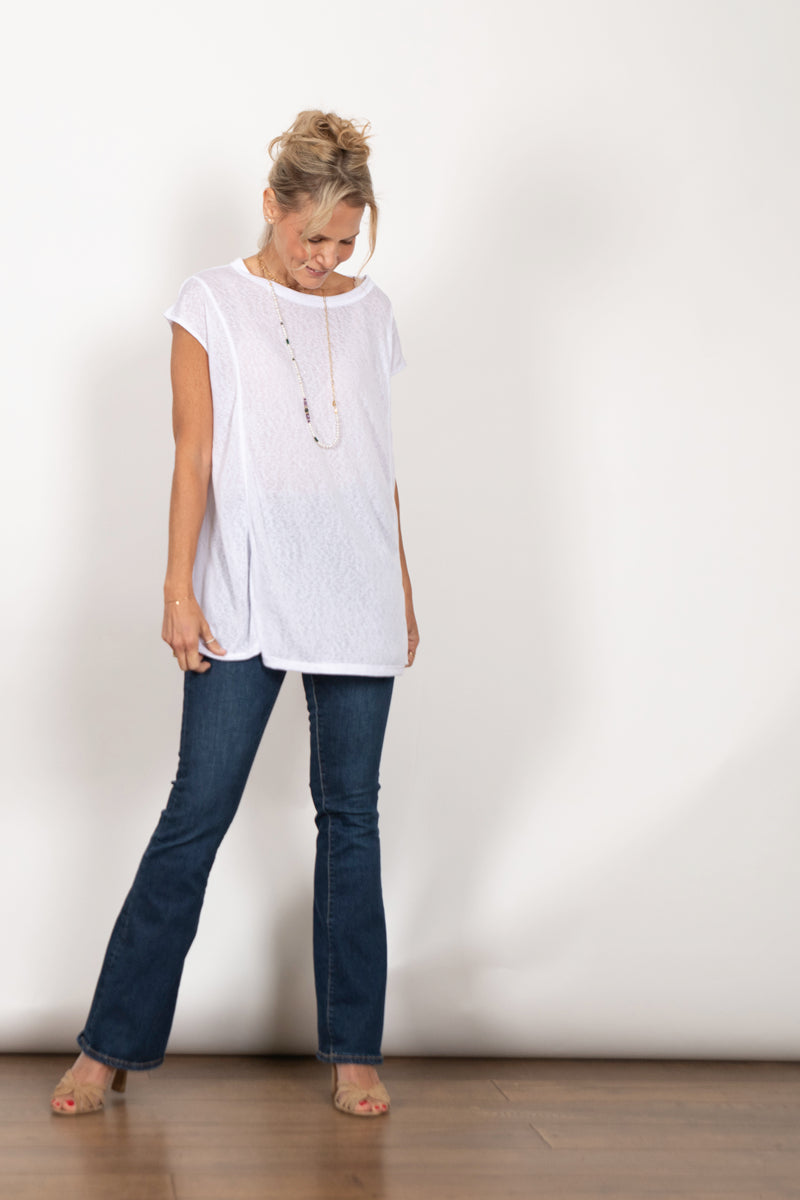 JUNO חולצה אוברסייז לבנה