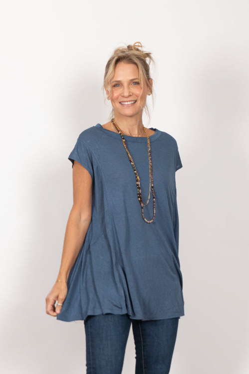 JUNO חולצה כחולה אוברסייז