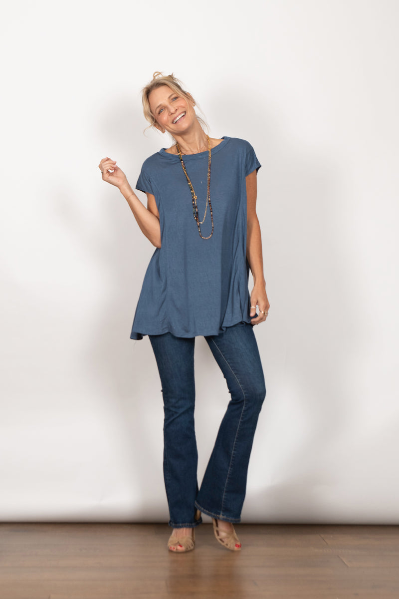 JUNO חולצה כחולה אוברסייז