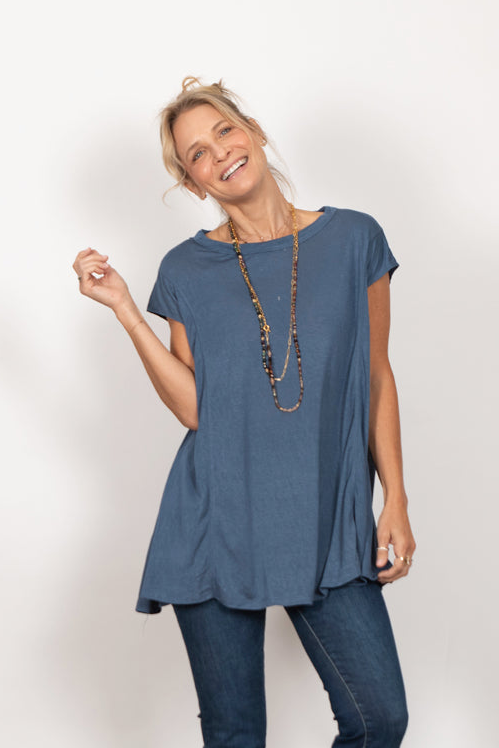 JUNO חולצה כחולה אוברסייז