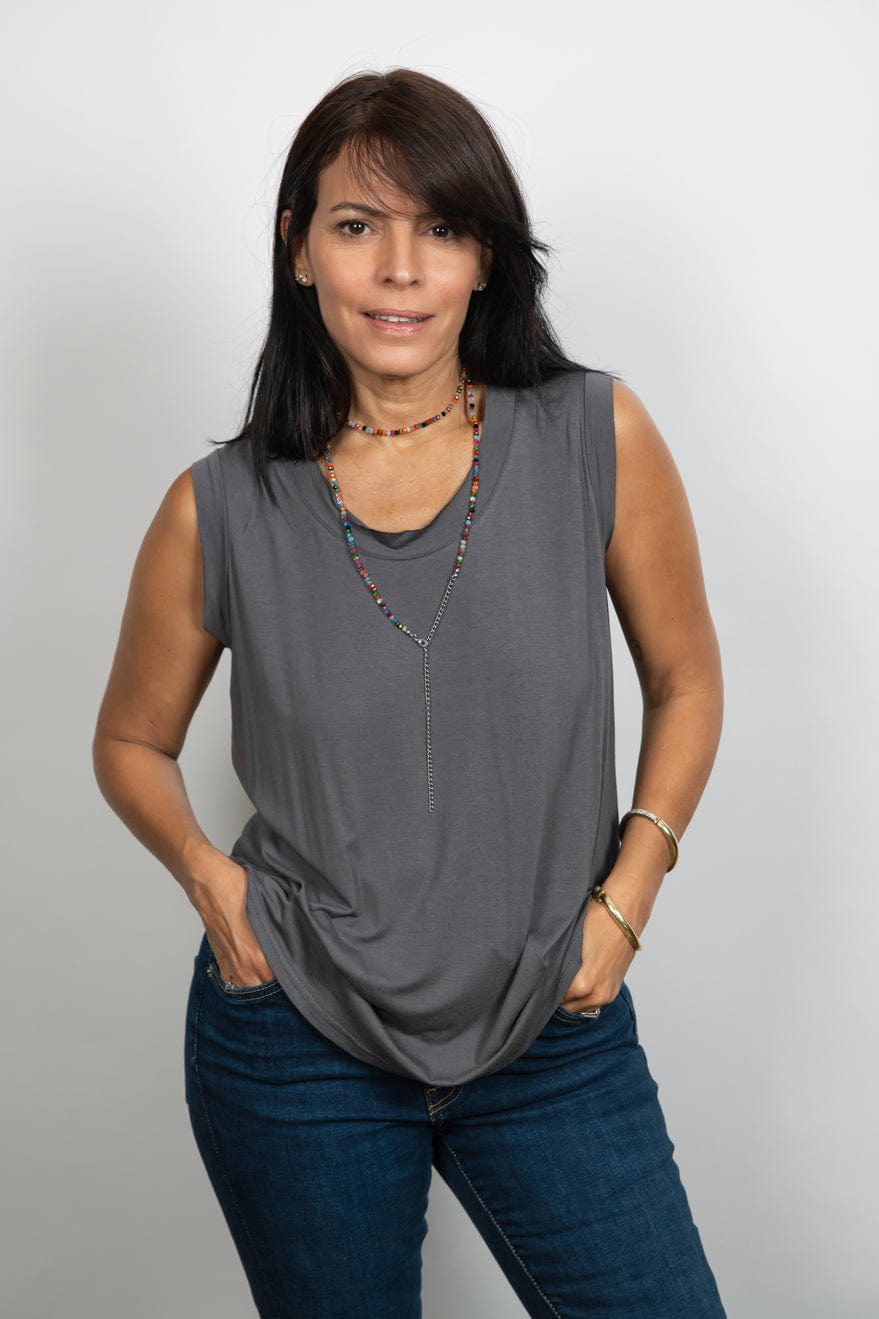 ELLI גופיה אפורה מעוצבת