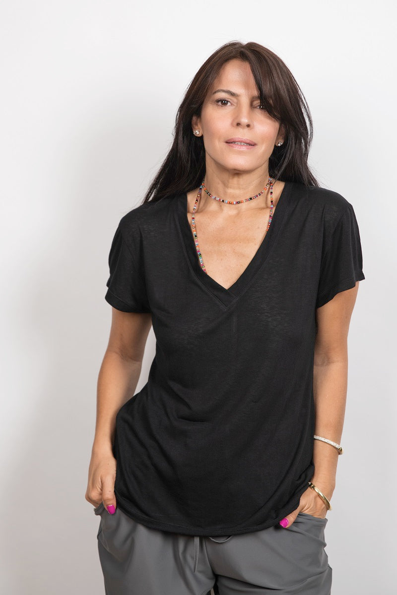 SHELL V חולצה בייסיק שחורה