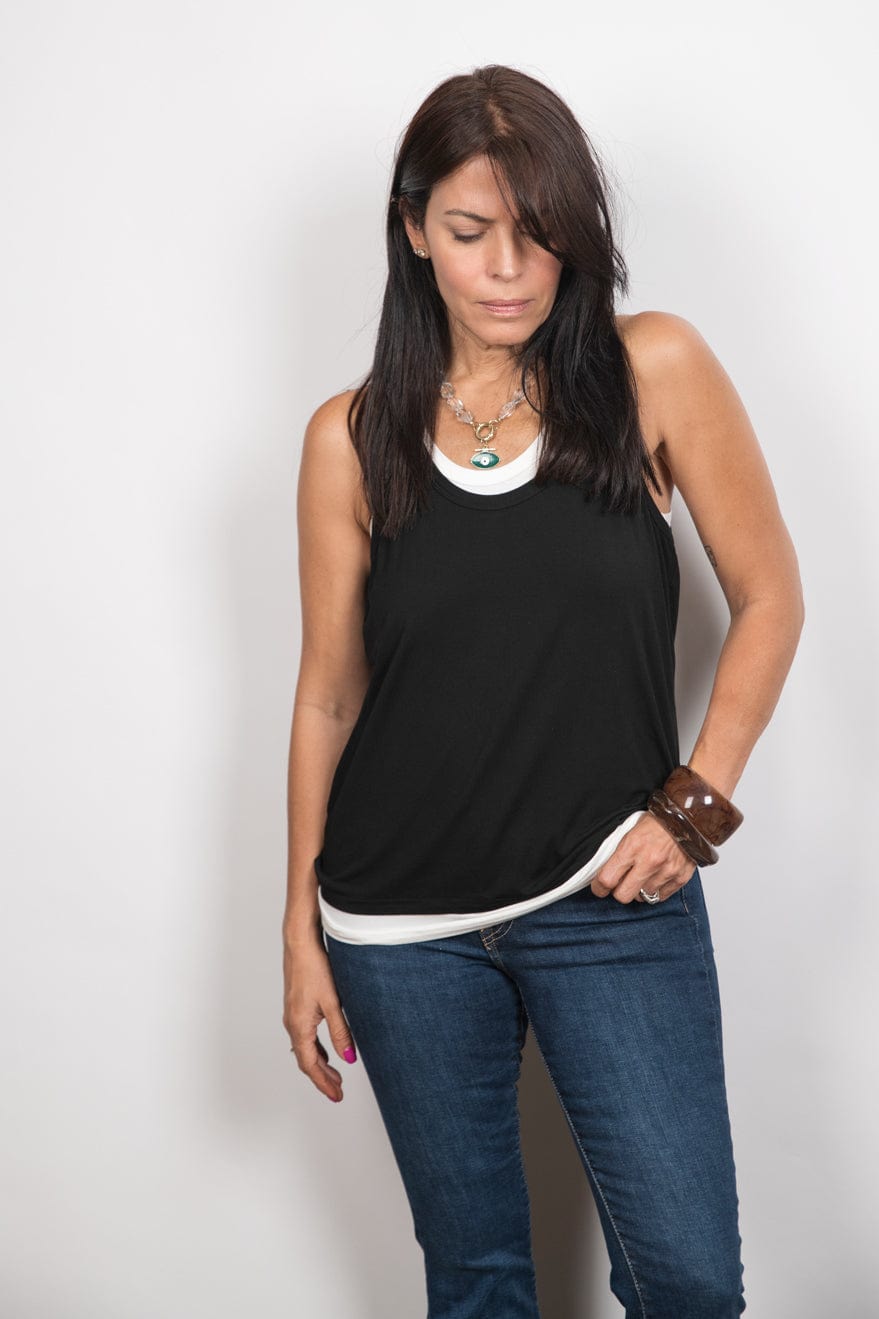 GUY גופיה שחור לבן