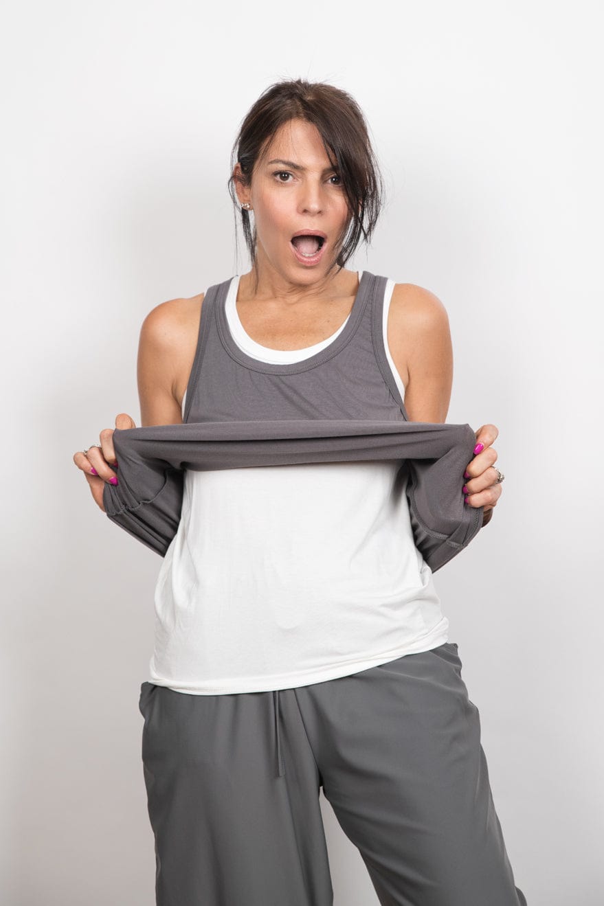 GUY גופיה אפור לבן