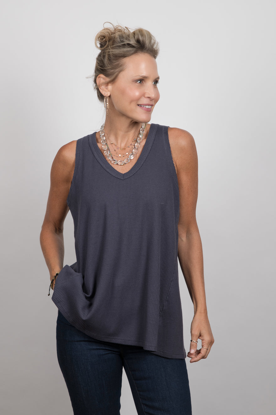 VIVI  V גופיה אפורה וופל