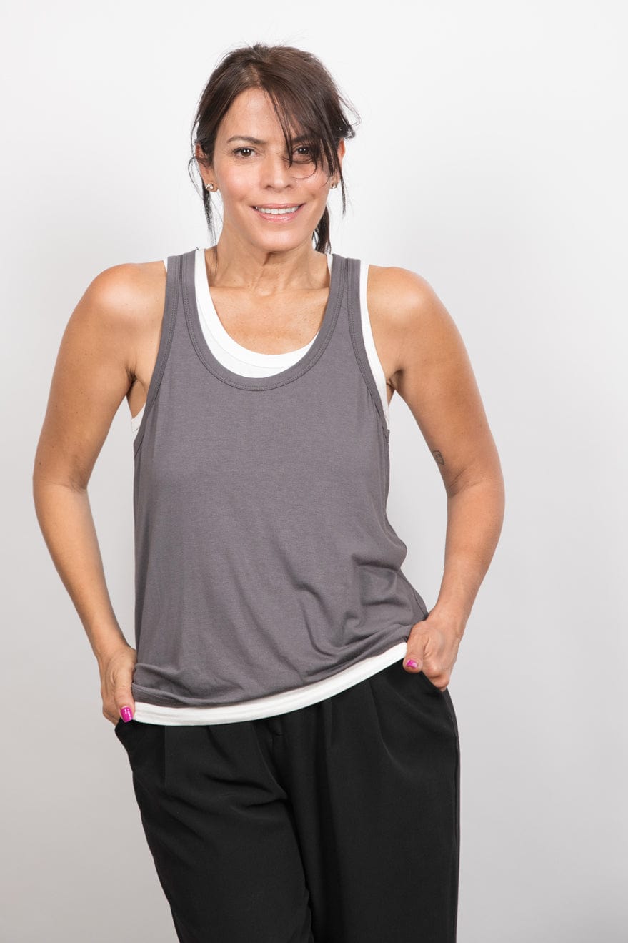 GUY גופיה אפור לבן