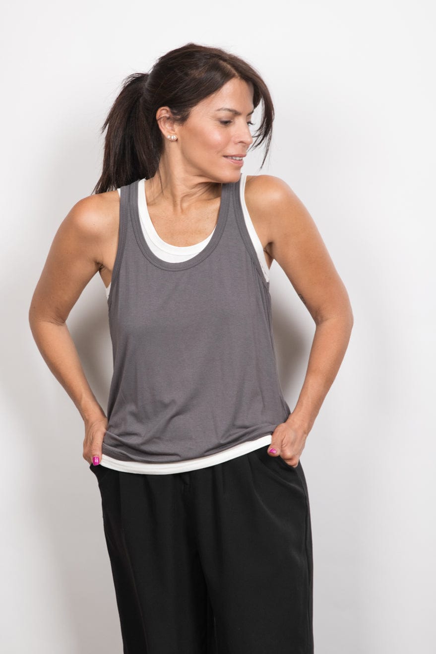 GUY גופיה אפור לבן