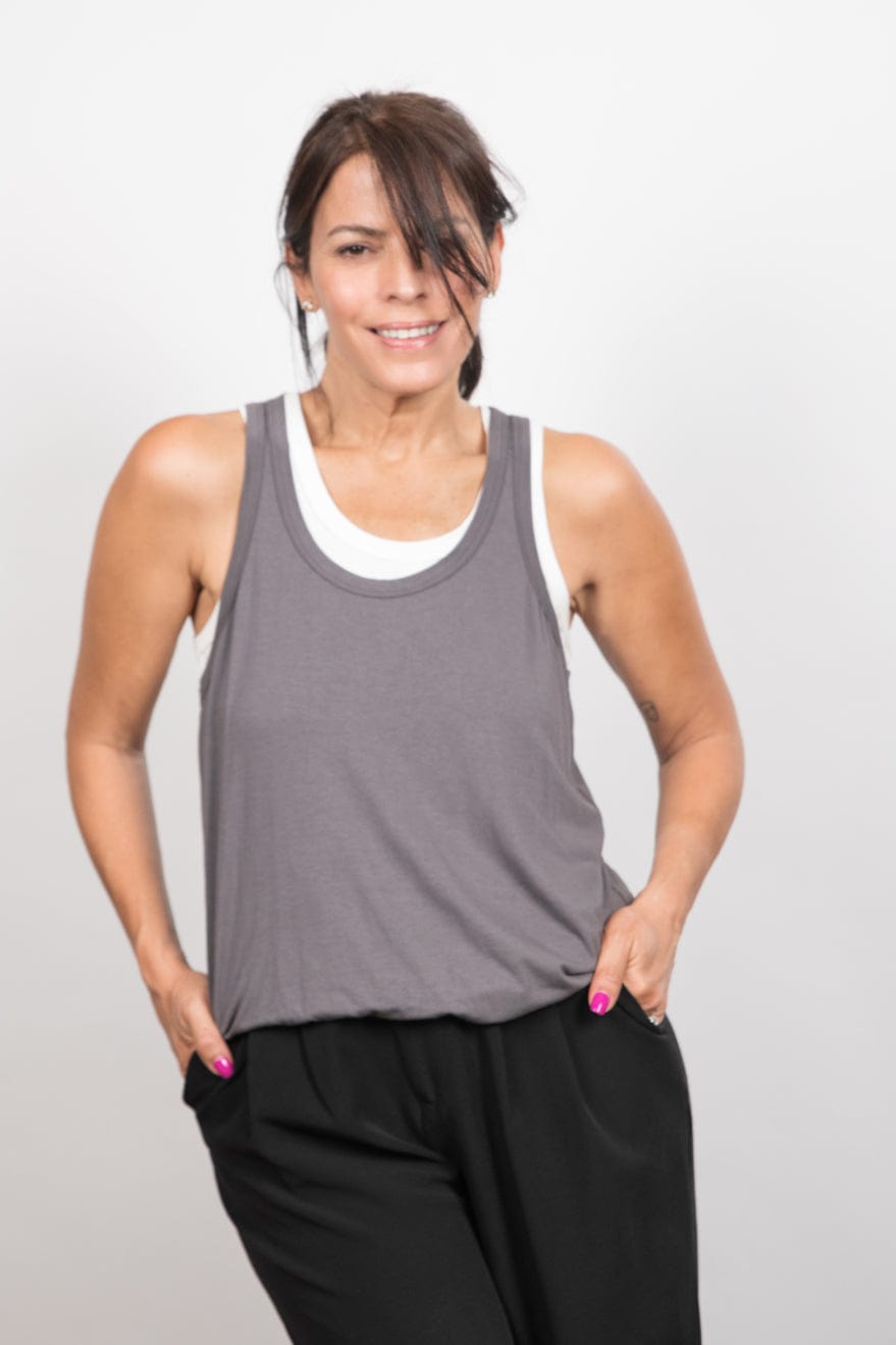 GUY גופיה אפור לבן