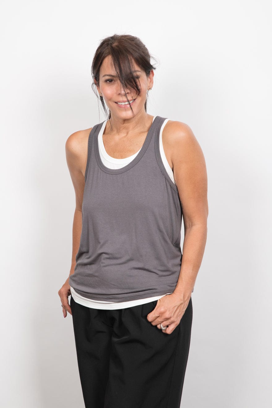 GUY גופיה אפור לבן