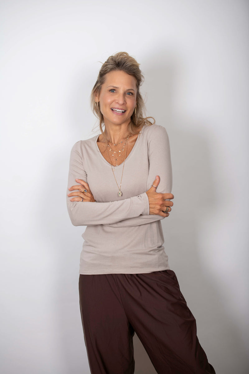 SAGIE  חולצה בייסיק קאמל