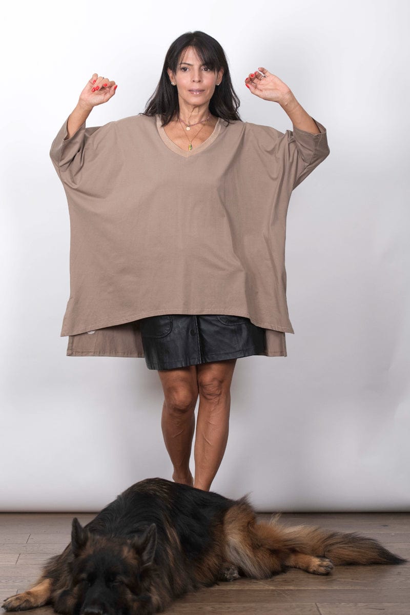 SHIN V חולצה קאמל אוברסייז