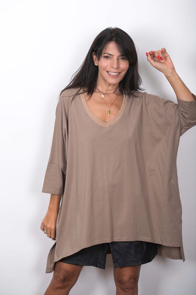 SHIN V חולצה קאמל אוברסייז