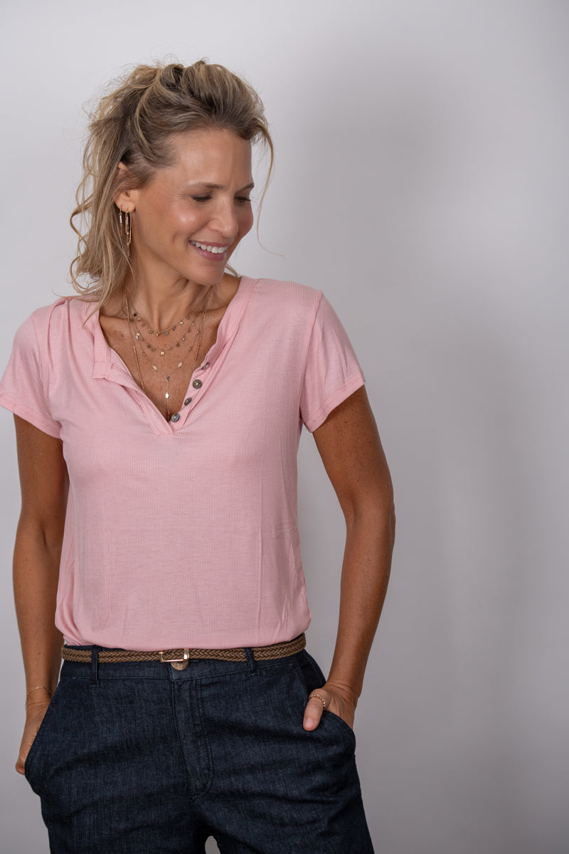 SISLEY חולצת כפתורים ורודה