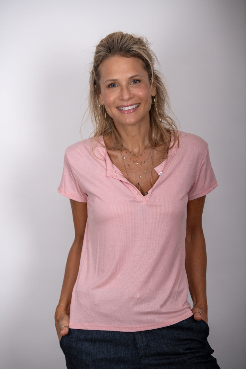 SISLEY חולצת כפתורים ורודה