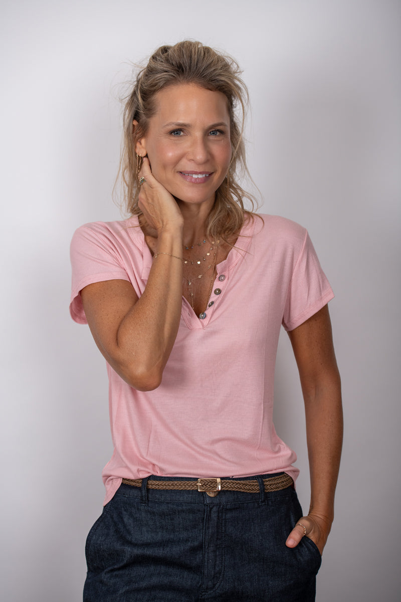 SISLEY חולצת כפתורים ורודה