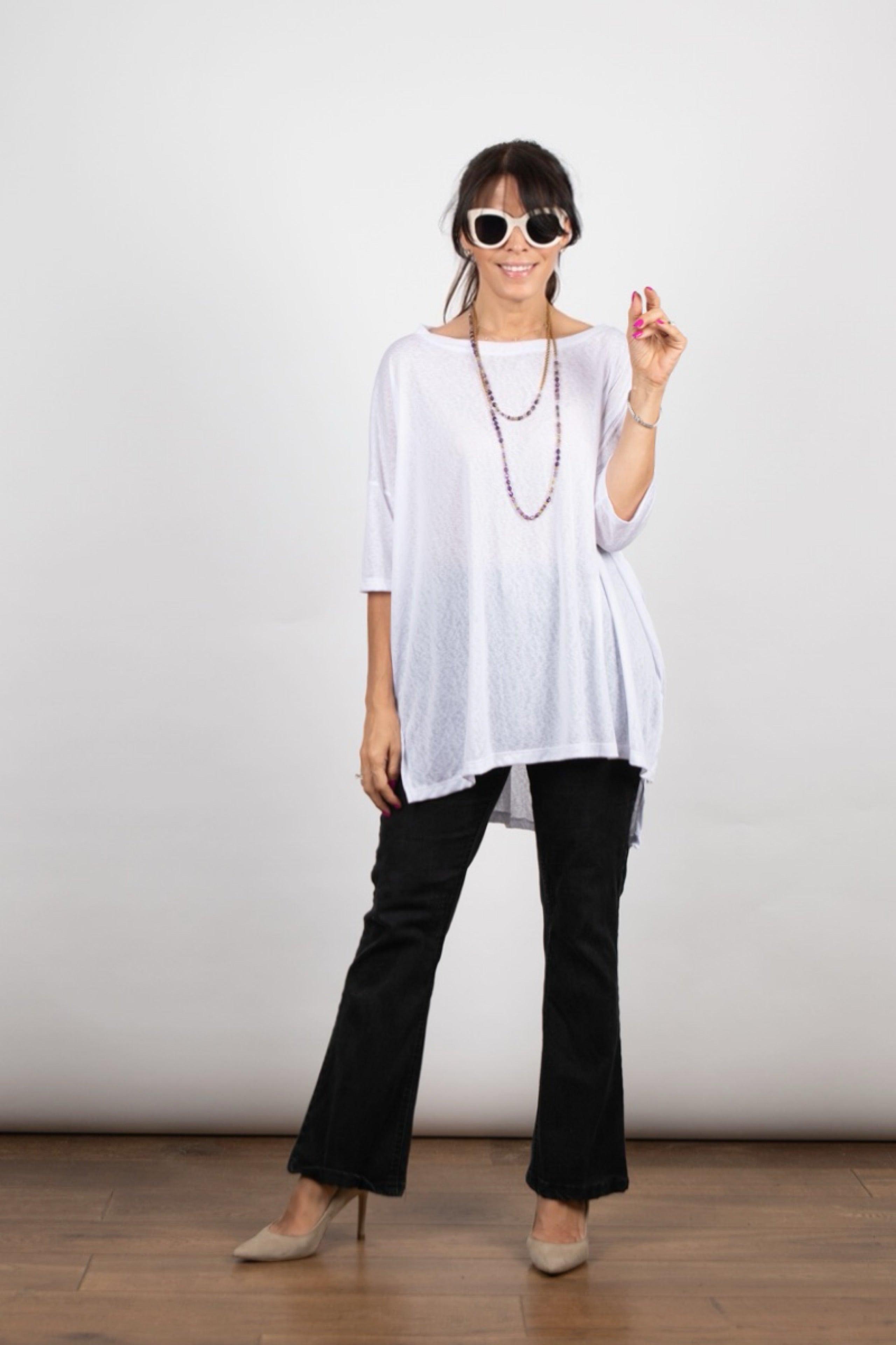 DROP חולצה אוברסייז לבנה