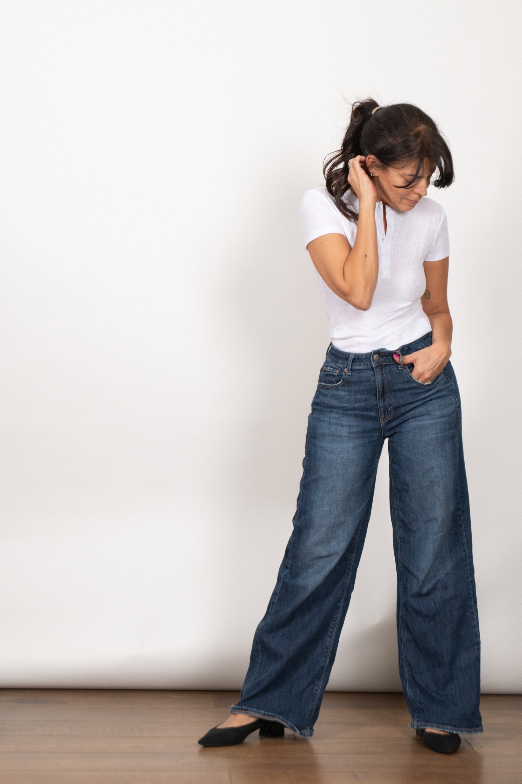 MINERVA  חולצת כפתורים לבנה קטנה