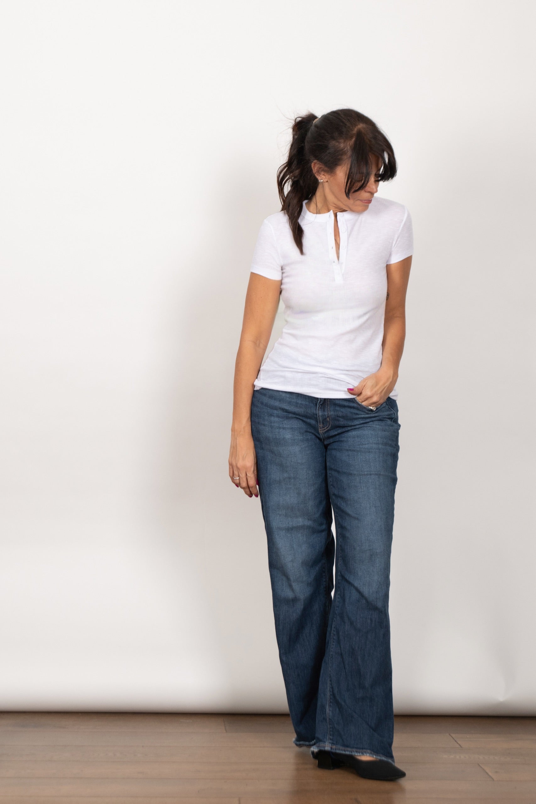 MINERVA  חולצת כפתורים לבנה קטנה