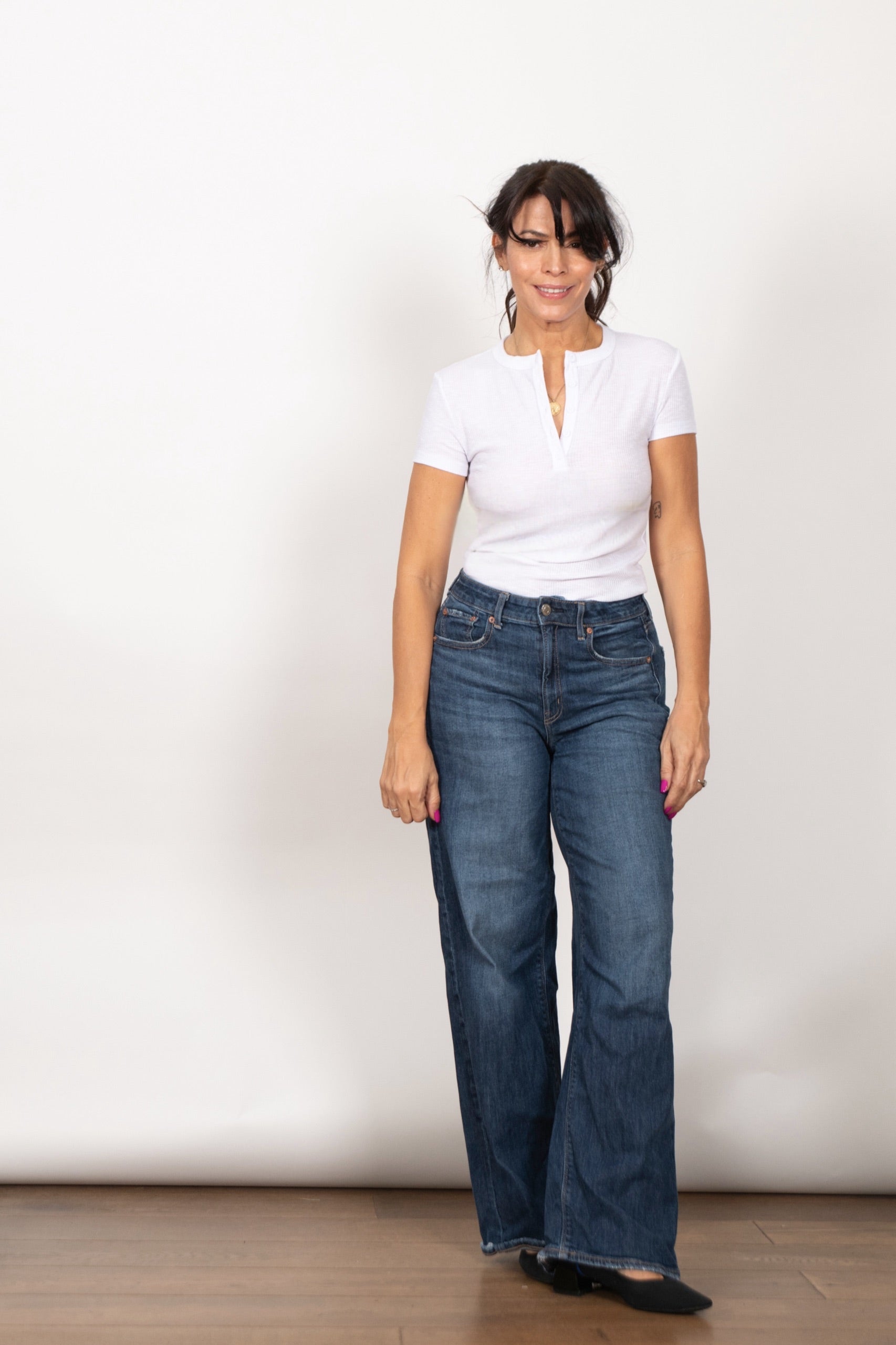 MINERVA  חולצת כפתורים לבנה קטנה