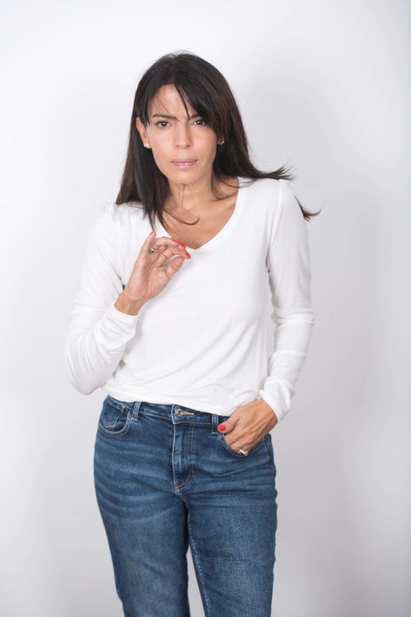 SAGIE  חולצה בייסיק לבנה