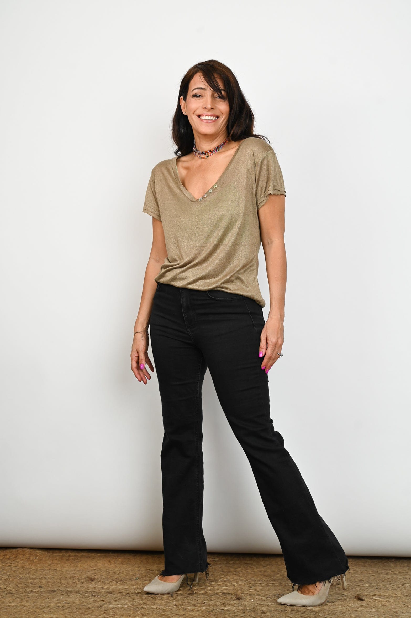 STREET חולצה בצבע ירוק זית image 5