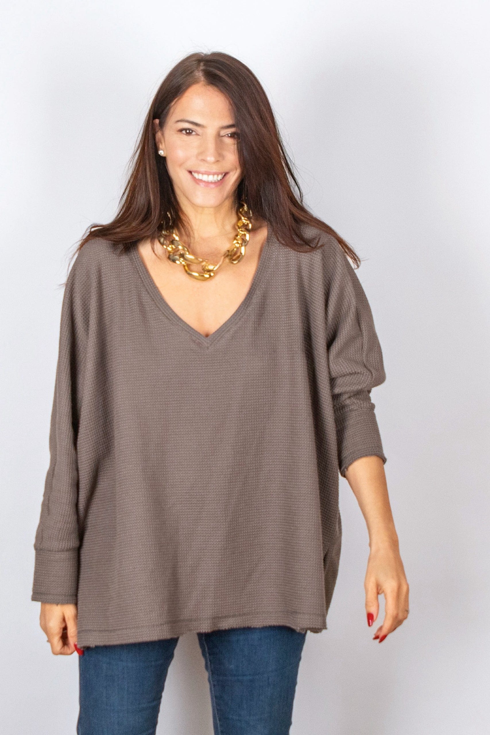 RIKI חולצת אוברסייז וופל image 10