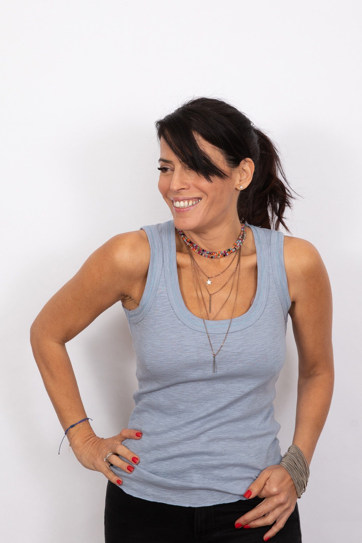 ARES גופיה תכלת צמודה image 2