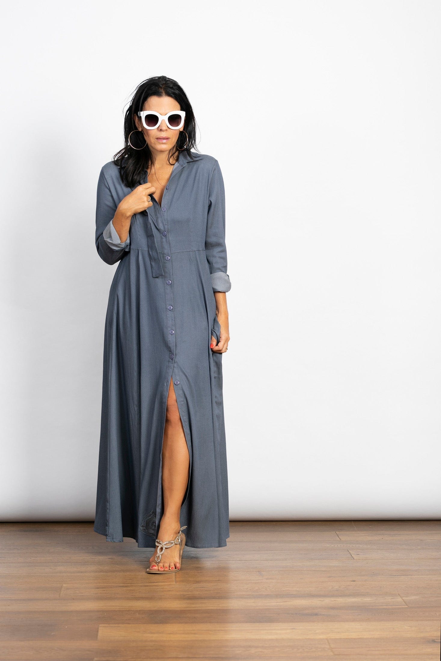 LIMA שמלה מקסי כפתורים image 7