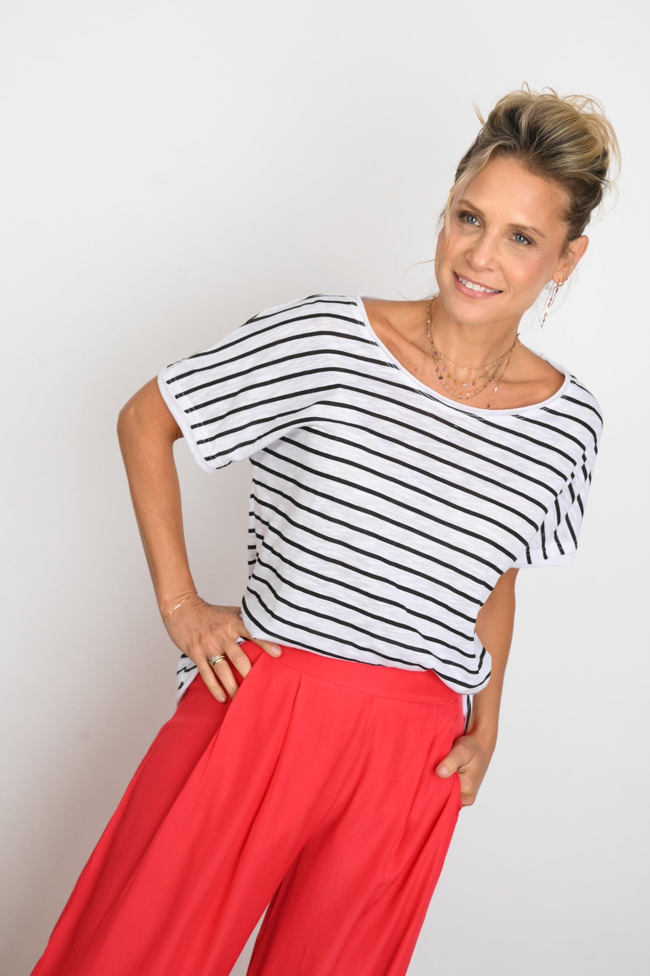 TRIP  חולצה לבנה פסים בשחור image 2