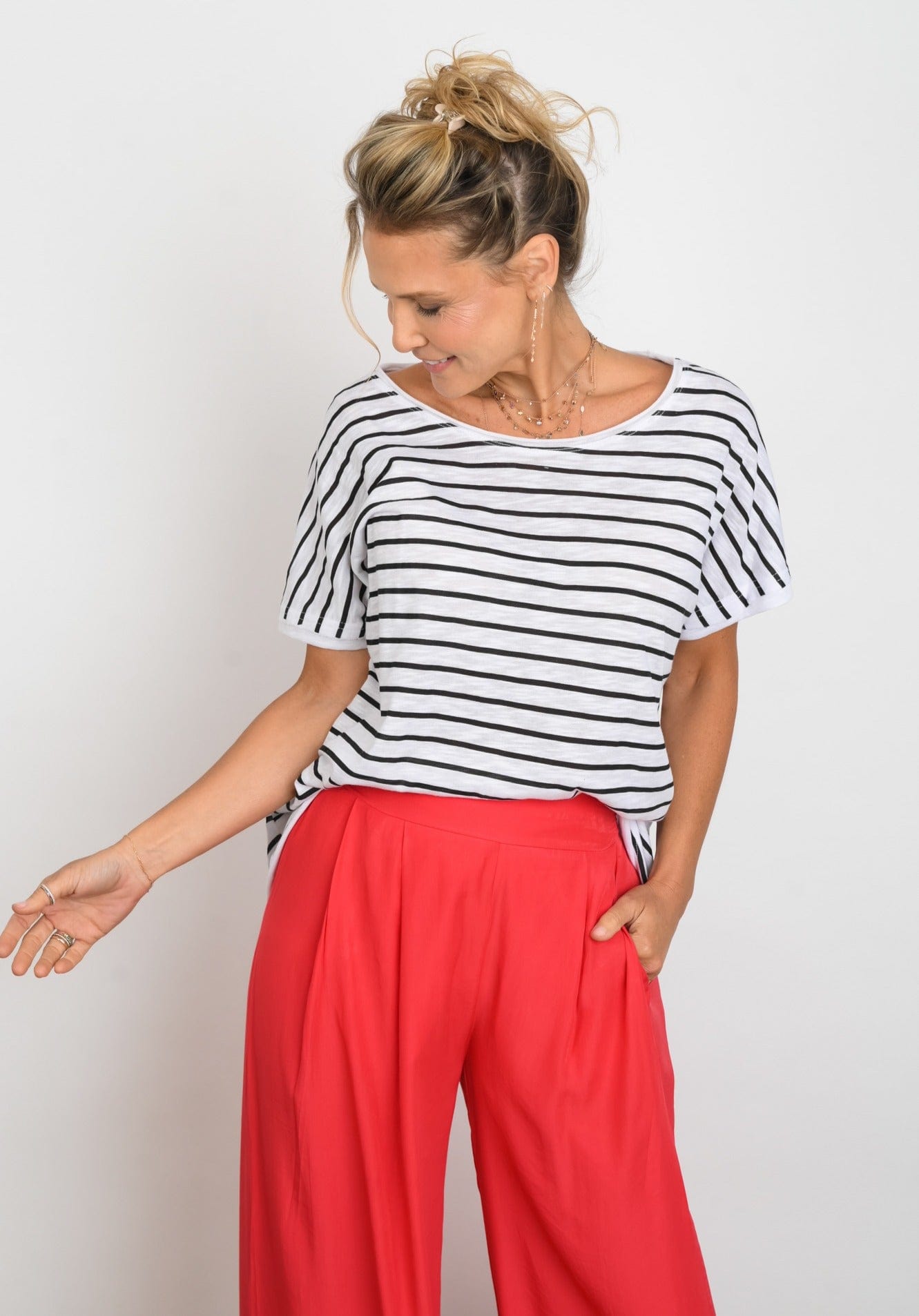 TRIP  חולצה לבנה פסים בשחור image 0