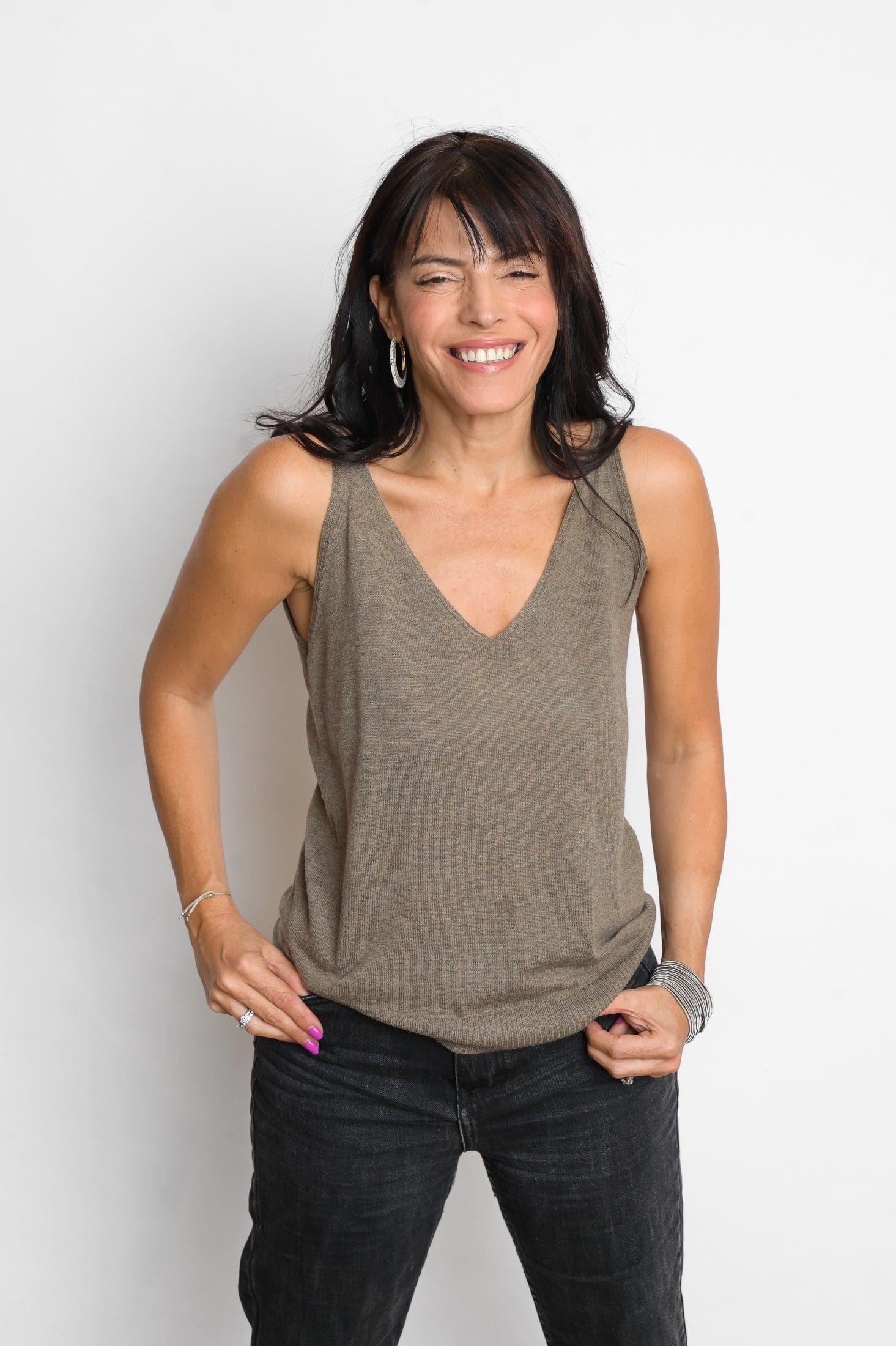 LEMNOS גופיית סריג חום image 6