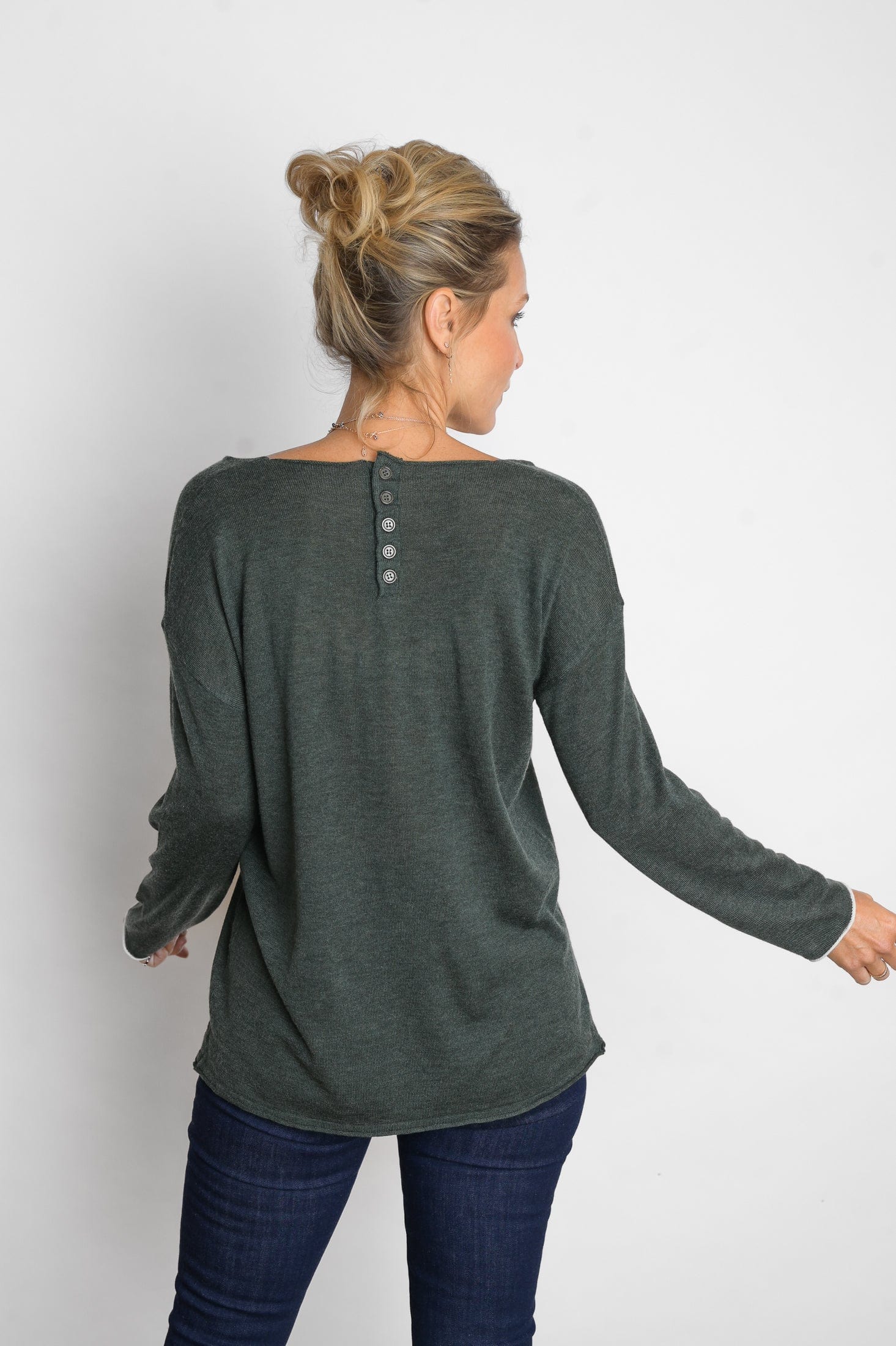 TILOS סריג כפתורים ירוק image 8