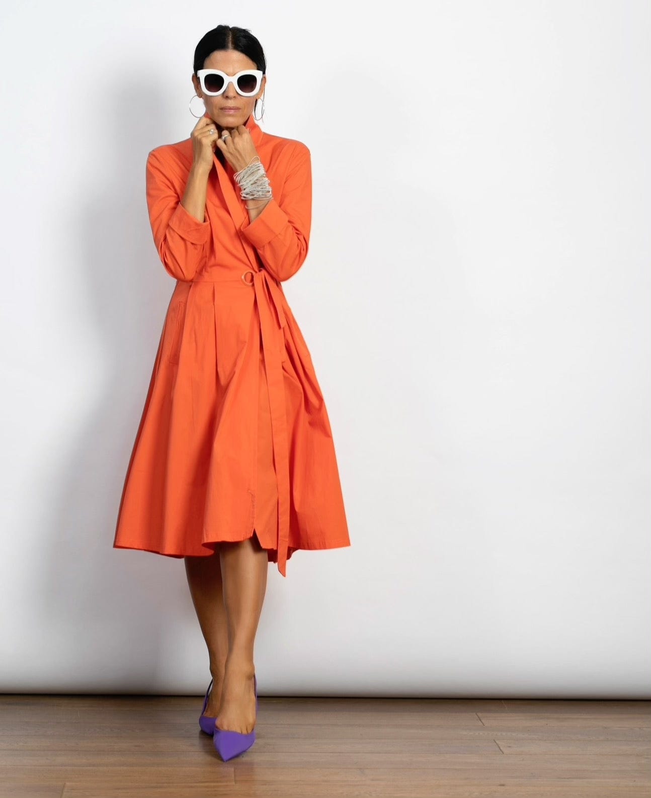 ATLAS  שמלת מעטפת כתומה image 8