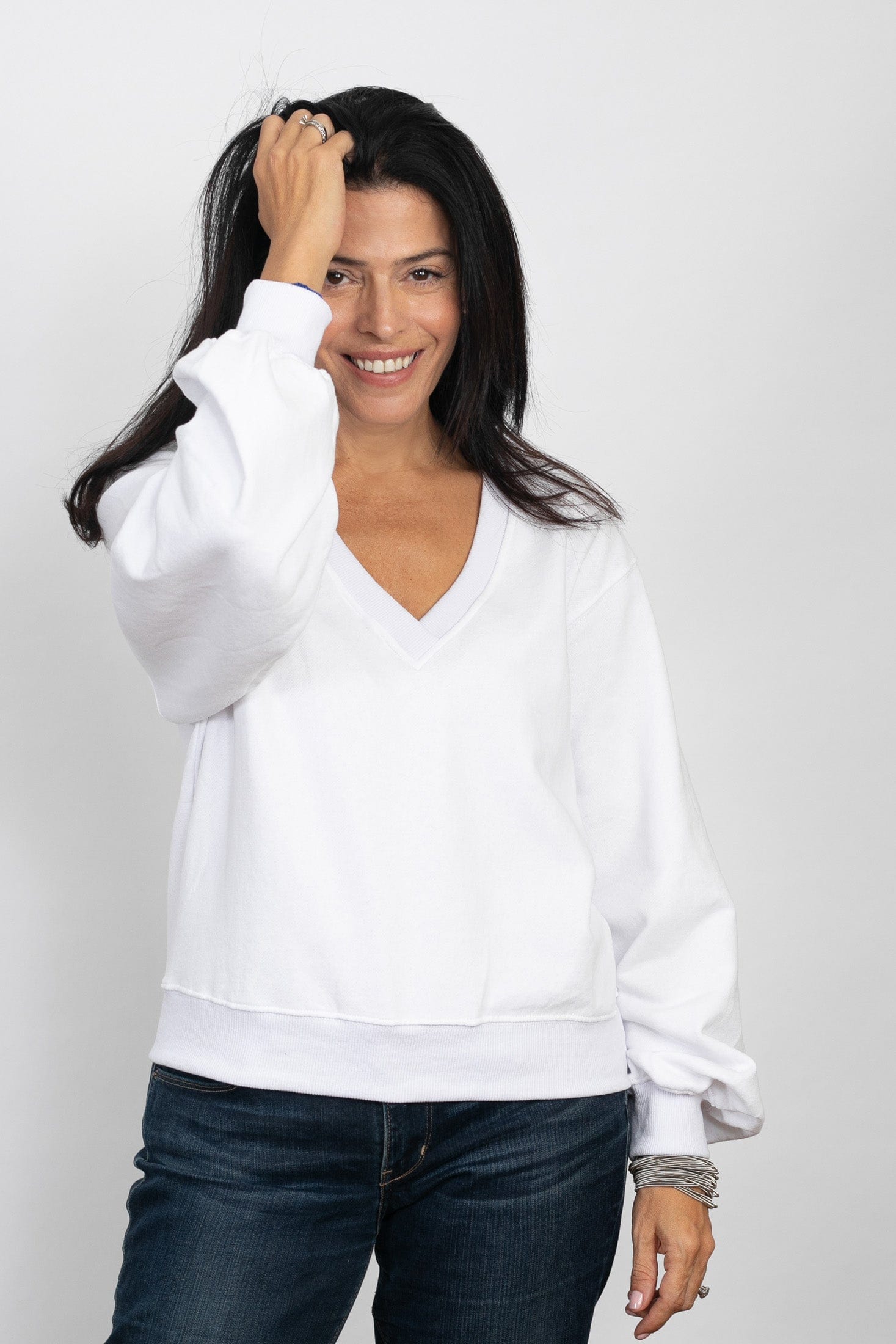 PEAR V  חולצת טרנינג לבנה image 9