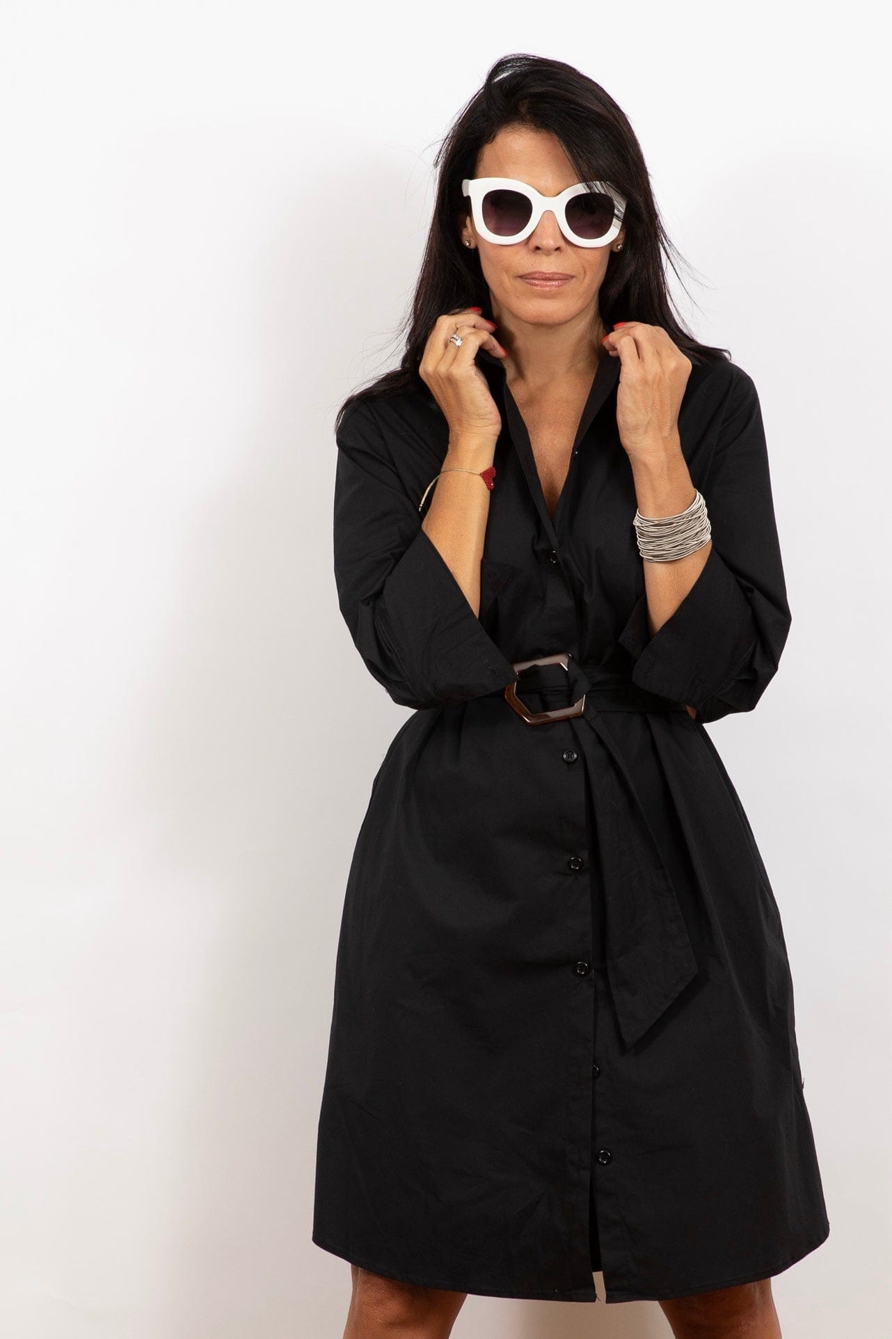 D DRESS שמלה שחורה עם חגורה image 3