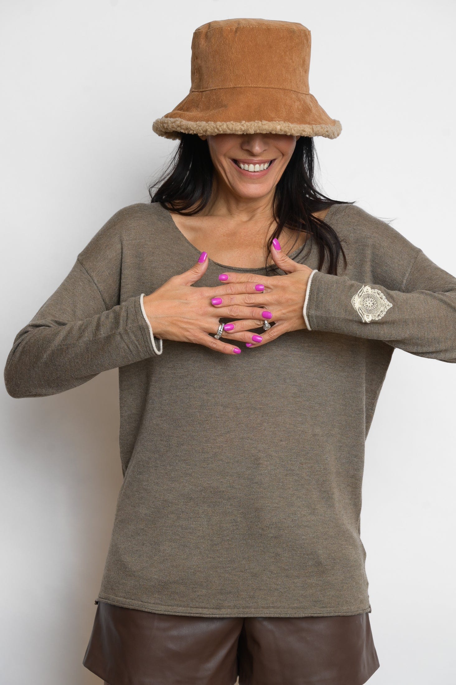 TILOS סריג כפתורים חום image 3