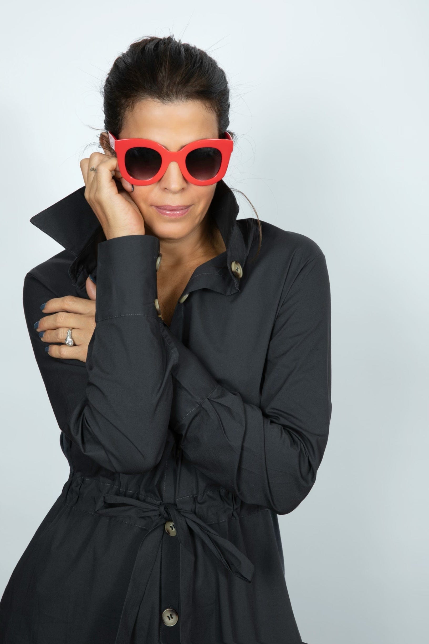 SAFIR שמלת כפתורים אפורה מידי image 4