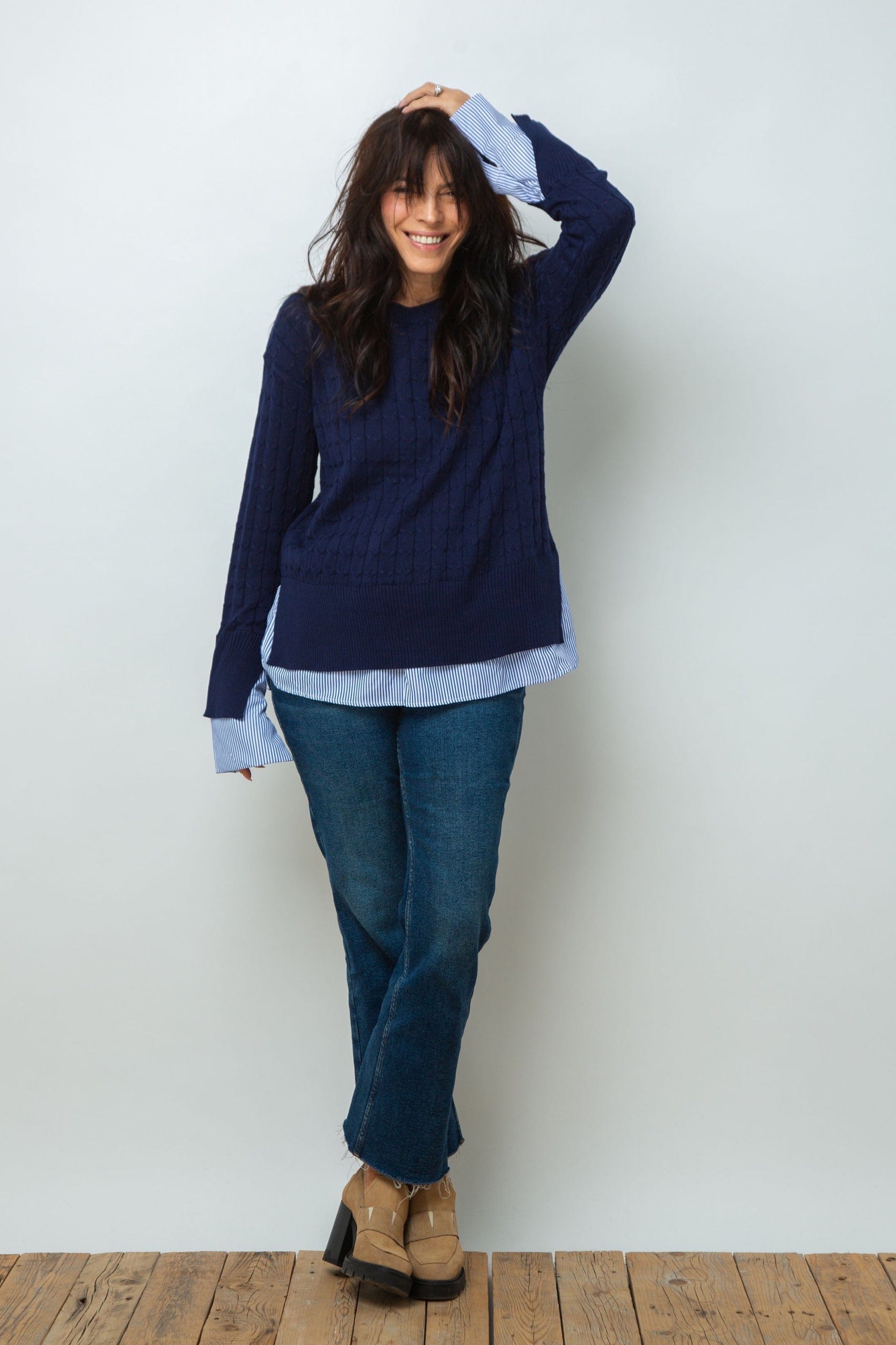 ST.MORITZ סריג צמות חולצה כחול image 4